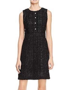kate spade Black Tweed Sleeveless Mini Dress with Pearl Buttons